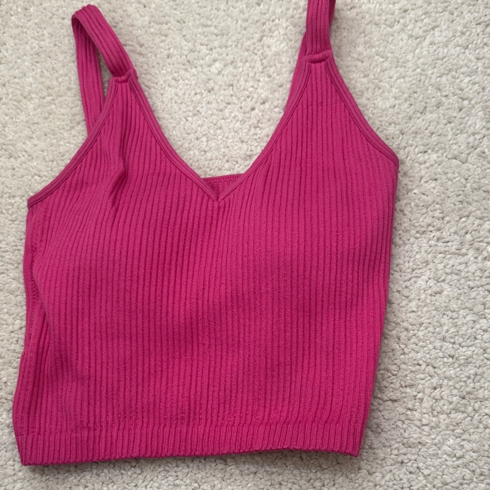Women's Ribbed Pink Tank Top